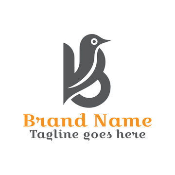 B shape bird logo. Fully Vector EPS file. CMYK color mode. Editable color. Easy to download.