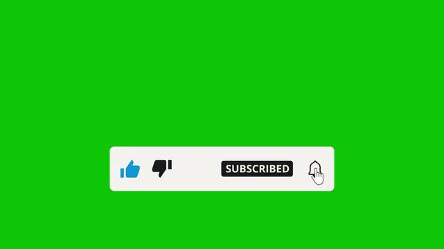 Cursor Click Like Subscribe and Bell Icon Animation on Green Screen
