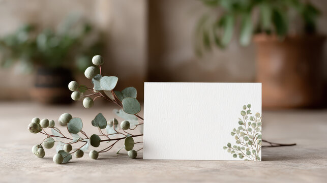 Wedding Invitation Card Mockup on Elegant Table