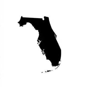 Silhouette of a US state with a distinctive peninsula shape, in solid black against white