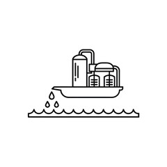 Naklejka premium Line art illustration of an oil tanker on a wavy sea