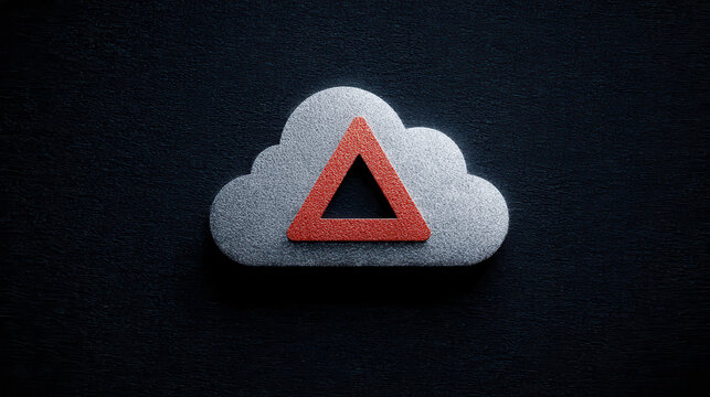 Cloud security alert icon warning symbol danger notification modern minimal dark background urgent concept