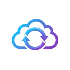Premium High-Tech Vector Cloud Synchronization Data Transfer Icon