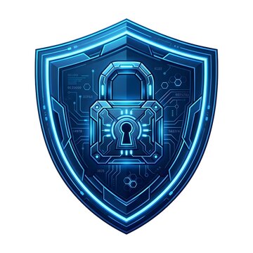 Premium High-Tech Vector Cyber Security Shield with Lock Icon