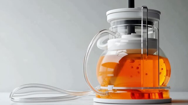 Brewing tea in a glass pot with a unique design, showing the process of infusion and extraction in clear liquid