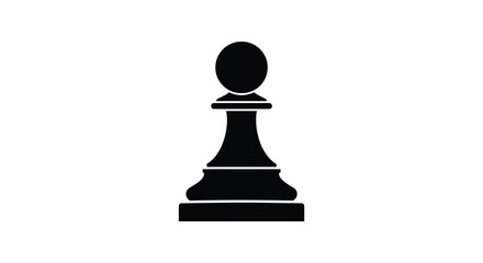 A stark black silhouette of a chess pawn isolated against a plain white background high quality © Apon