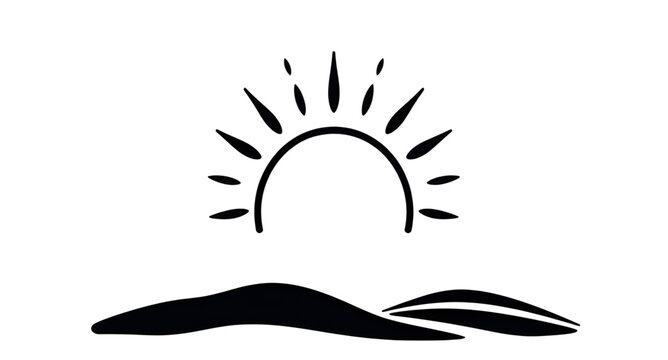 sunrise, sun, dawn, morning, daylight, horizon, rays, sunshine, sky, nature, icon, symbol, vector, illustration, logo, sign, emblem, design, graphic, clipart, silhouette, outline, minimal, simple, fla