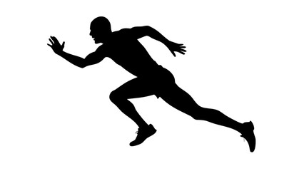 Fototapeta premium Dynamic Male Sprinter Silhouette Running in Mid-Air Action Pose