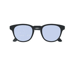 Eyeglasses with dust particles on one lens and clean lens on other showing antistatic coating comparison for improved visibility, marked with check and cross symbols.