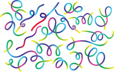 Obraz premium Color Gradient Abstract 3D Swirl Lines Pattern, Organic Wavy Rainbow Ribbons Vector for Kids Party