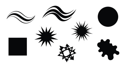 Obraz premium Abstract black shapes and forms arranged in a grid pattern