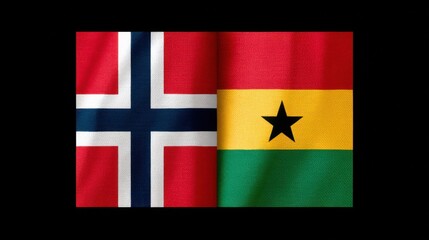 Naklejka premium Flags of Norway and Ghana placed side by side representing cultural exchange and international friendship