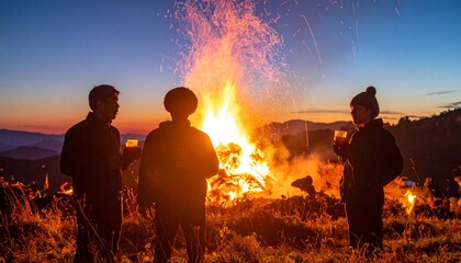 Obraz premium Osterfeuer-Atmosphäre