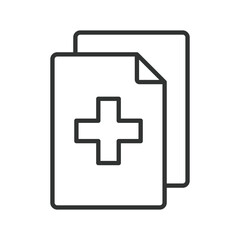 Fototapeta premium Medical receipt document icon in line design. medical receipt, document, healthcare, invoice, pharmacy, record, payment on white background vector. medical editable stroke icon