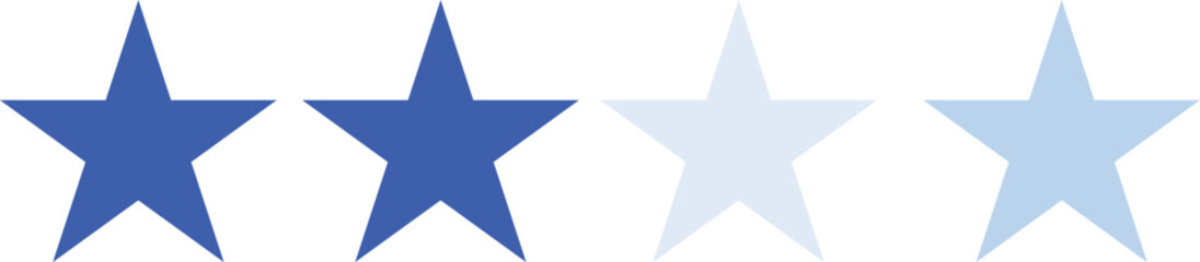 Obraz premium Four different color stars on transparent background, graphic elements for design, empty stars