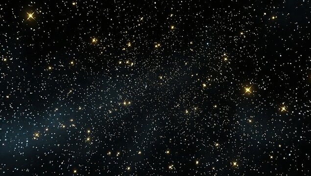 Sparkling stars and distant stellar clusters scattered across a dark, infinite cosmos