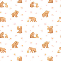 cute bear mom and baby seamless pattern, mothers day baby nursery design © Radeesha Bandara