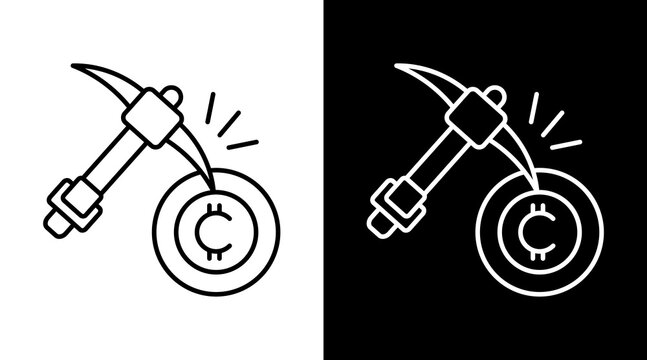 Crypto Mining White Icon Set Design