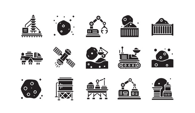 Industrial icons for business and technology concepts