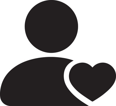User Profile with Heart Icon Vector, Favorite User Symbol, Social Media Like Profile Avatar Illustration isolated on Transparent Background