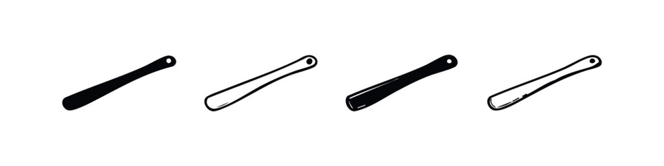 Obraz premium Simple Shoehorn Icons Collection. Ergonomic Shoe Assist Tool Vector for Easy Footwear Management.