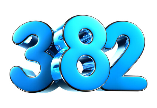 Blue number 382 3d illustration. Advertising signs. Product design. Product sales