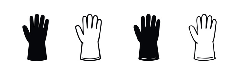 Obraz premium Cleaning Gloves Icon Set in Solid and Outline Style