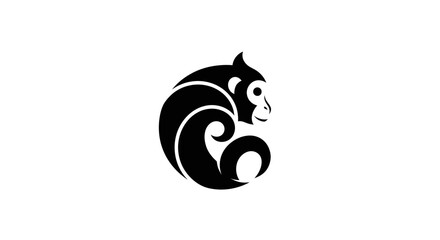 Stylized monkey icon on white background © Nataliaa