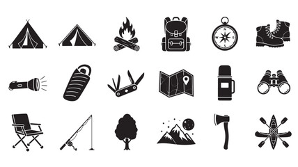 Set of 20 camping icons vector