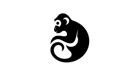 Stylized monkey silhouette on white background © Nataliaa