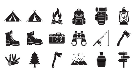 Set of 20 camping icons vector © Abdullah