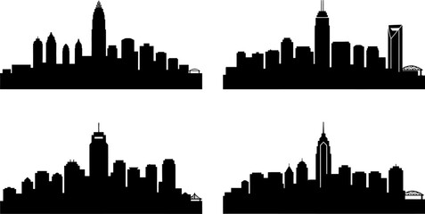 Obraz premium city skylines with various buildings and skyscrapers in silhouette