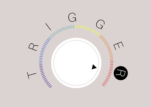 A trigger indicator tumbler marked with a rainbow scale from purple to red, signaling the intensity of a triggering event&mdash;from mild irritation to a full emotional meltdown