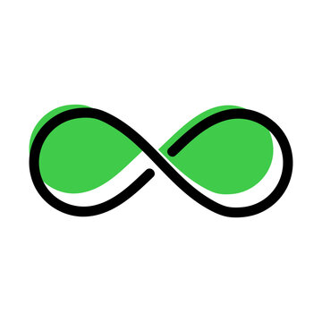 infinity sign contour cartoon style with green shadow