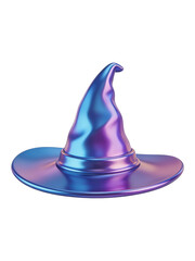 Fototapeta premium [Transparent Background PNG]3D Rendered Metallic Witch Hat with Iridescent Colors