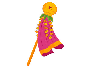 Naklejka premium vector illustration of happy gudi padwa traditional new year for marathi celebrated in maharashtra 