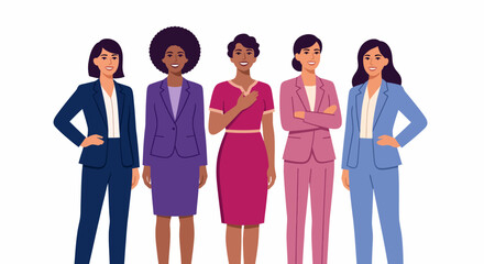 Obraz premium Diverse group of confident businesswomen standing together