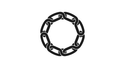 A striking black circular design formed by interconnected links a bold graphic silhouette high quality professional detailed modern © nhpvect02