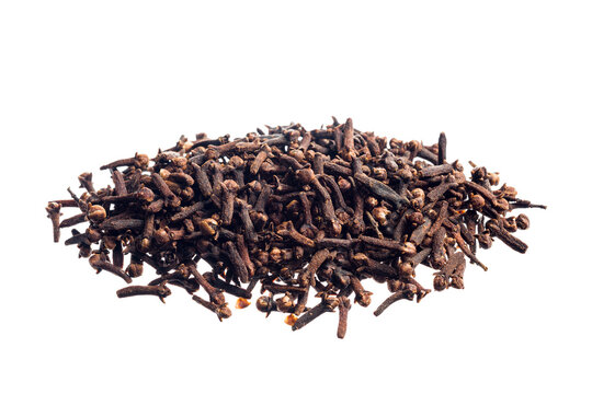 Cloves pile isolated on white background.