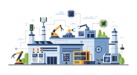 Fototapeta premium Smart Factory Automation: Industry 4.0, Robotics, and IoT for Digital Manufacturing