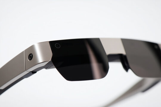 Gafas de realidad aumentada modernas en blanco, Gafas de alta tecnolog&iacute;a dise&ntilde;o premium y exclusivo, Banner de gafas inteligentes para publicidad tecnol&oacute;gica