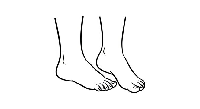 Detailed illustration of two human feet, showcasing anatomy and form, in a simple line drawing style.