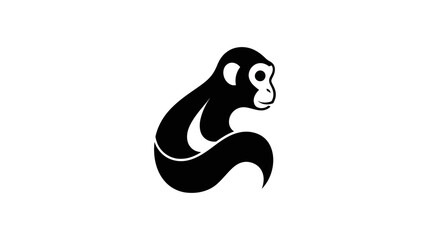 Stylized monkey silhouette on white © Nataliaa