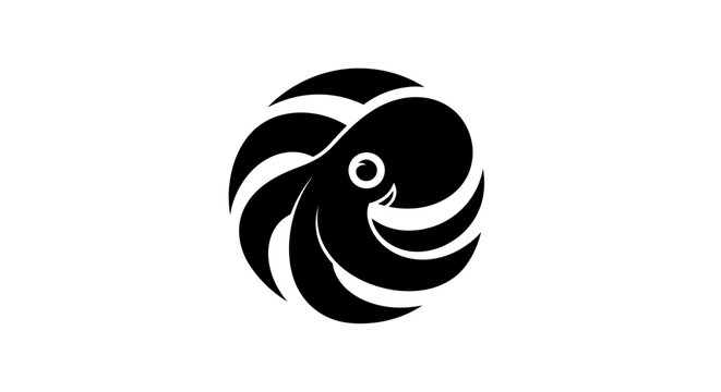 Stylized octopus logo on white background
