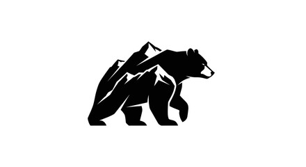 Obraz premium Bear and mountain silhouette illustration