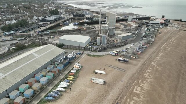 Whitstable Harbour Quay Industrial Site Aerial View UK East Coastline
