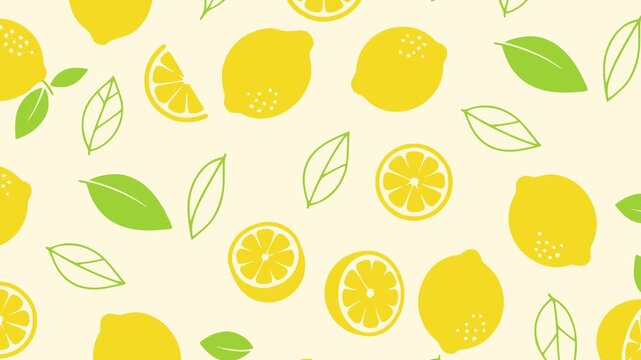 Seamless Rotating Lemon Fruit Pattern - 4K Motion Graphic Loop Background