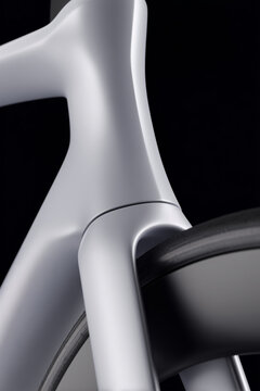 Detalle de horquilla de bicicleta de dise&ntilde;o premium, Futuro de la movilidad urbana dise&ntilde;o avanzado, Fondo minimalista para promoci&oacute;n de productos de alta gama