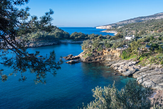 The coastline of Thassos island, Greece
