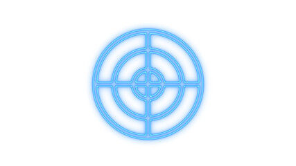 Fototapeta premium Modern blue glowing neon target or crosshair icon isolated on transparent background. Aiming marker. Focus point. Scope sight. Precision. UI element. Interface design.